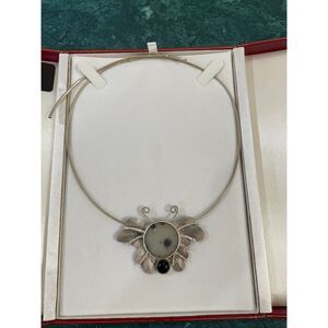 Artisan Sterling Silver Butterfly Necklace Druzy Quartz & Black Onyx – Statement